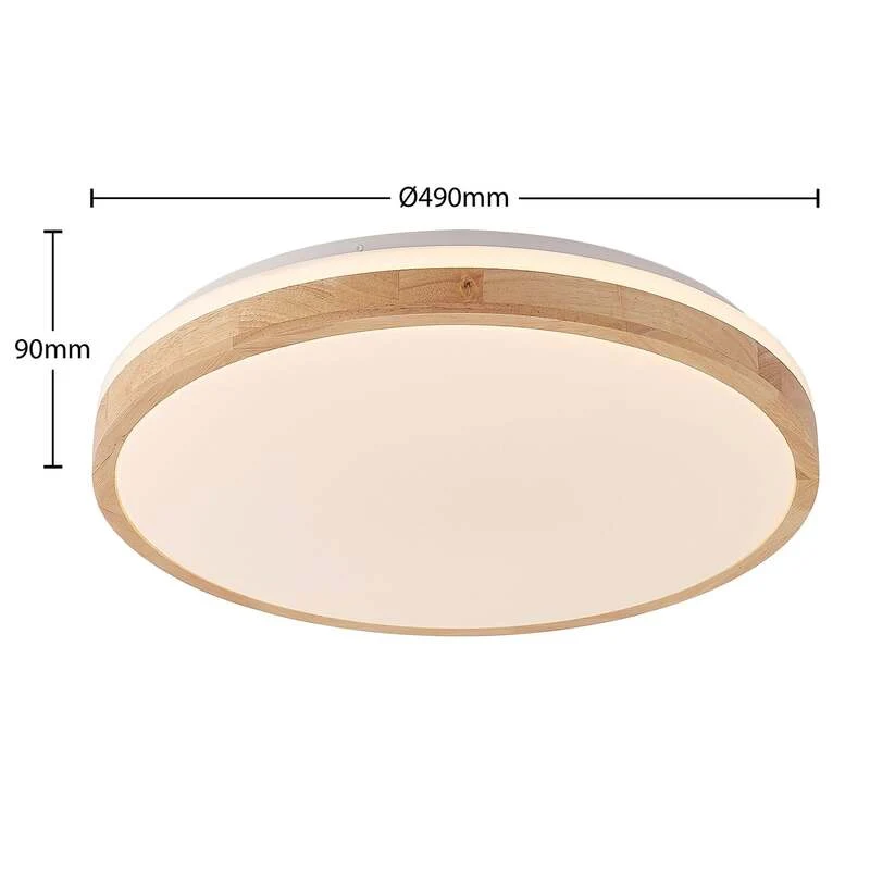 B-Ware Lindby Deckenlampe Leuchte Emiva LED dimmbar Holz weiß Ø49cm CCT 30W 9cm