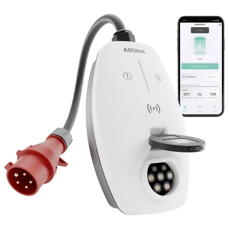 B-Ware Absina Wallbox Typ 2 Mode 3 16 A 11 kW App RFID Elektrofahrzeug Ladelösung