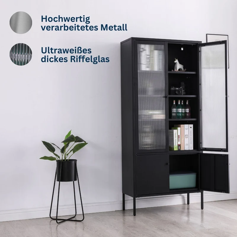 Coemo Vitrine Tokio aus Metall mit Glastüren
