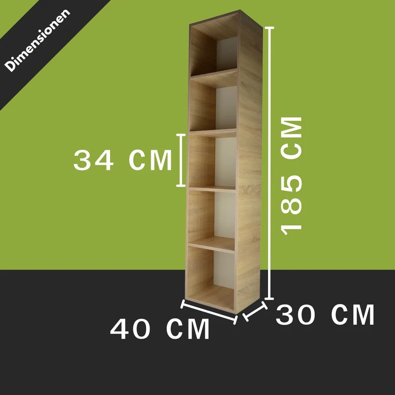 Coemo Standregal Alpha 185 Bücherregal 5 Etagen