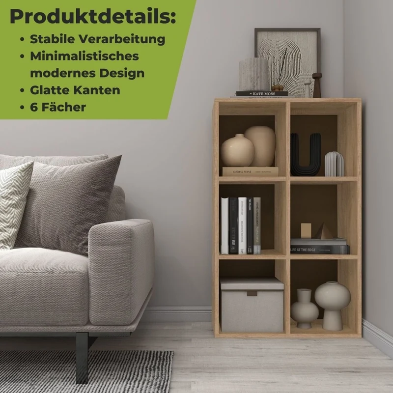 Coemo Aktenregal Delta-6 MDF Standregal 6 Fächer