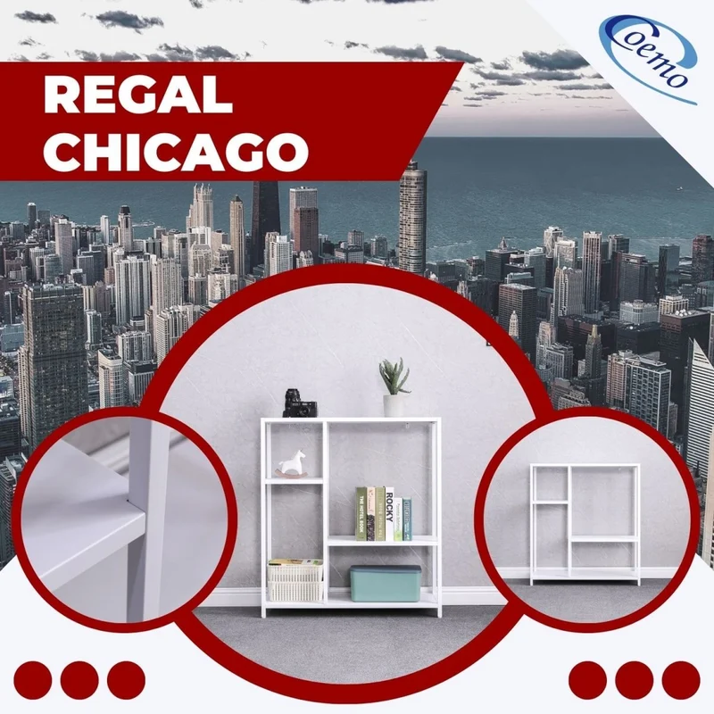 Coemo Regal Chicago Raumteiler aus Metall mit 4 Ablageflächen