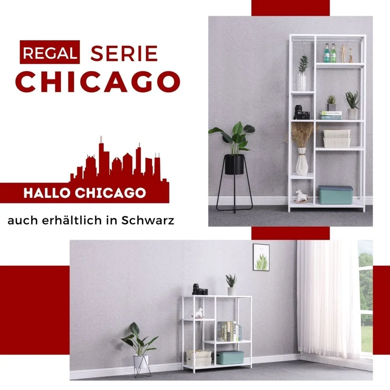 Coemo Regal Chicago Raumteiler aus Metall mit 4 Ablageflächen