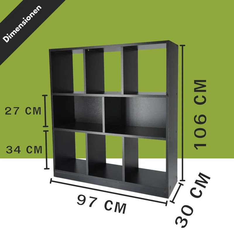 Coemo Raumteiler Split aus Holz 3 Etagenregal 8 Fächer