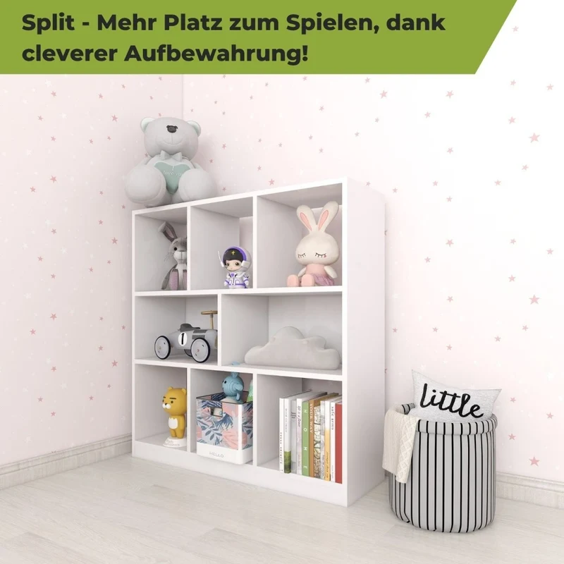 Coemo Raumteiler Split aus Holz 3 Etagenregal 8 Fächer