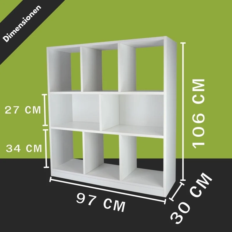 Coemo Raumteiler Split aus Holz 3 Etagenregal 8 Fächer