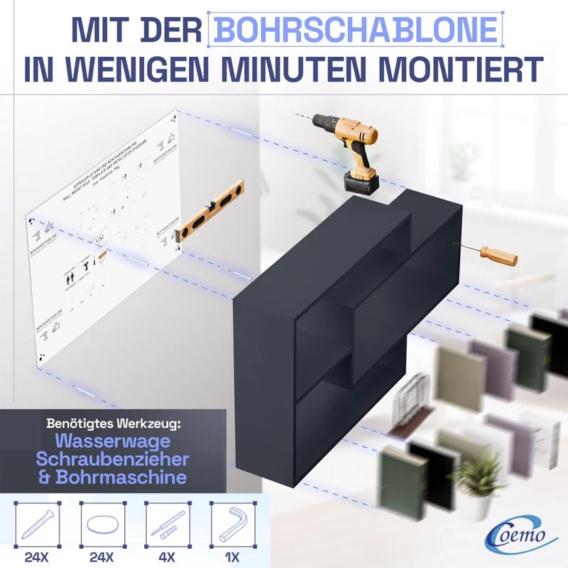 Wandregal Karo Schweberegal aus Holz