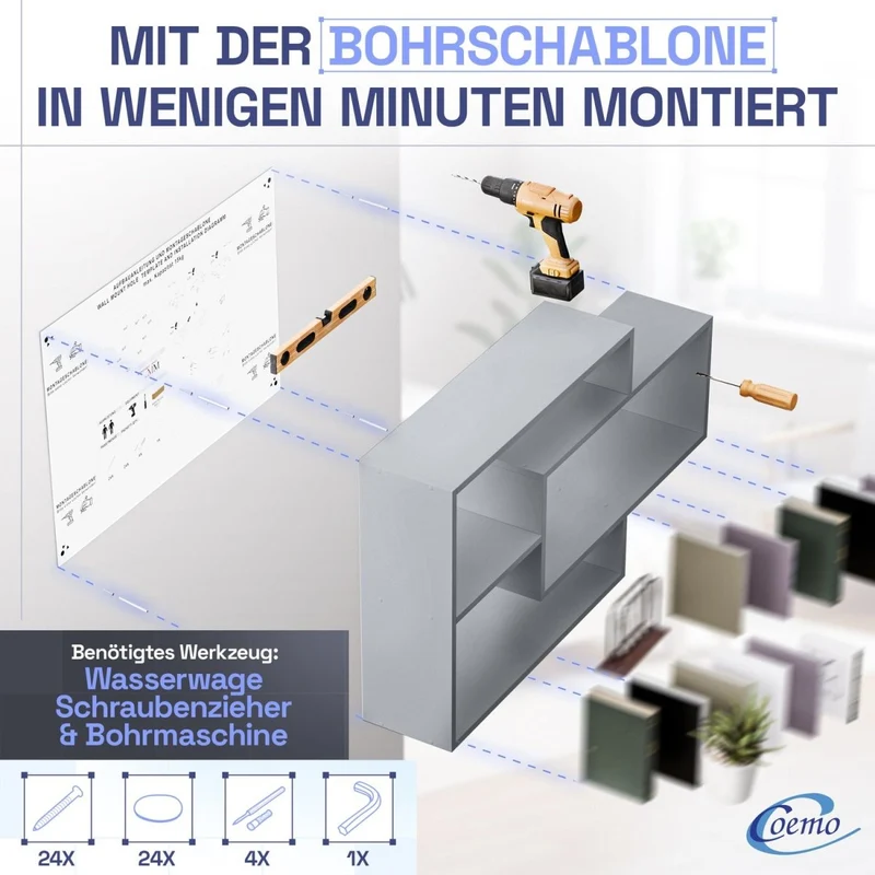 Wandregal Karo Schweberegal aus Holz