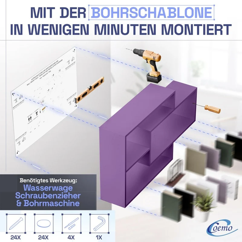Wandregal Karo Schweberegal aus Holz