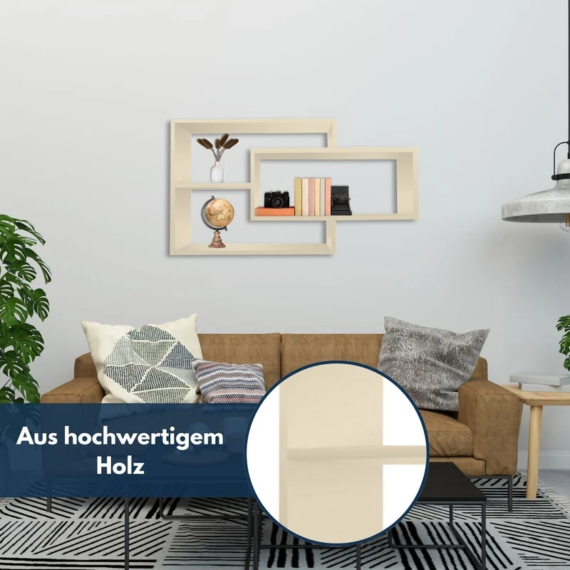Wandregal Karo Schweberegal aus Holz