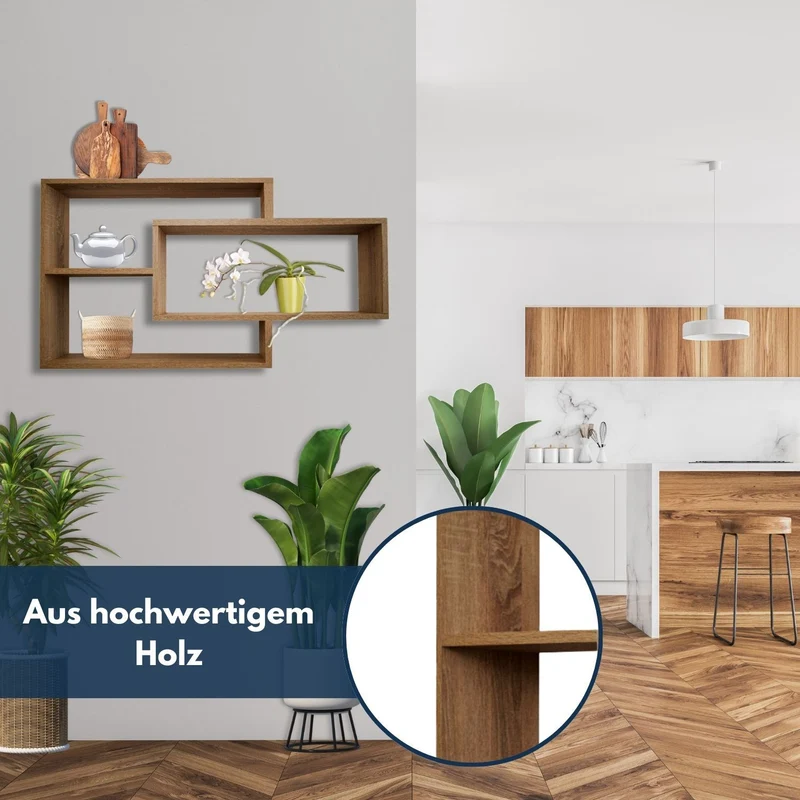 Wandregal Karo Schweberegal aus Holz