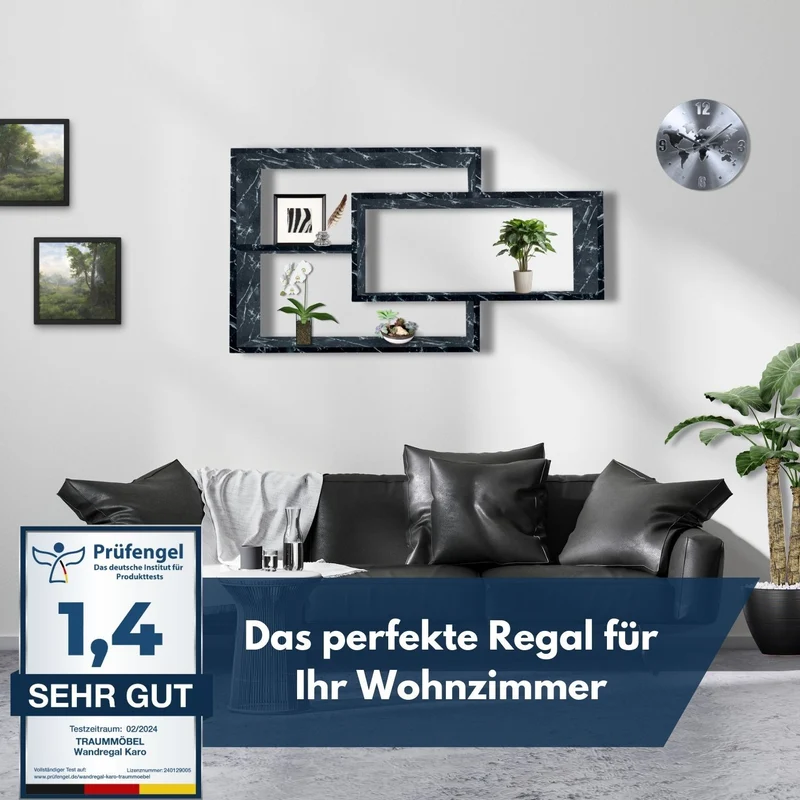 Wandregal Karo Schweberegal aus Holz