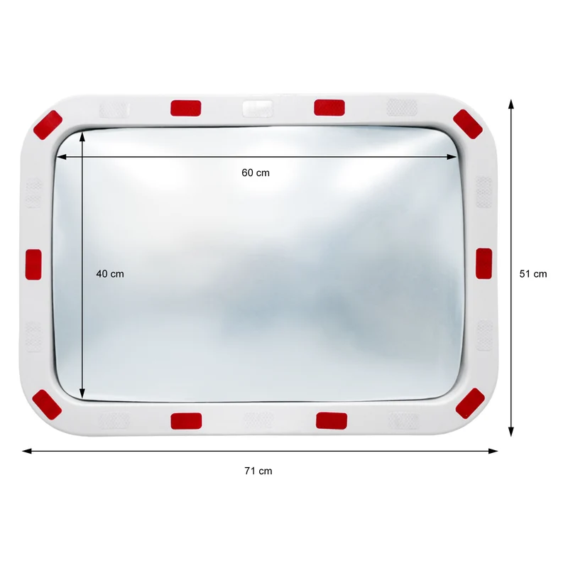Verkehrsspiegel Sicherheitsspiegel 60x40 cm konvex mit Reflektoren inklusive Halterung