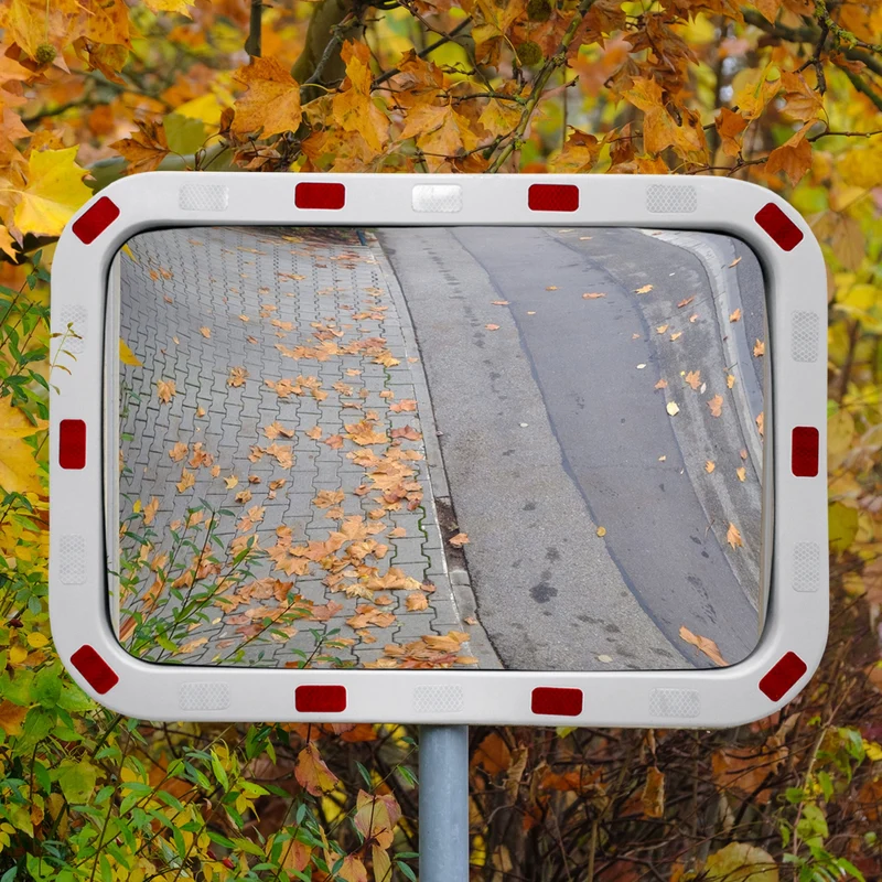 Verkehrsspiegel Sicherheitsspiegel 60x40 cm konvex mit Reflektoren inklusive Halterung