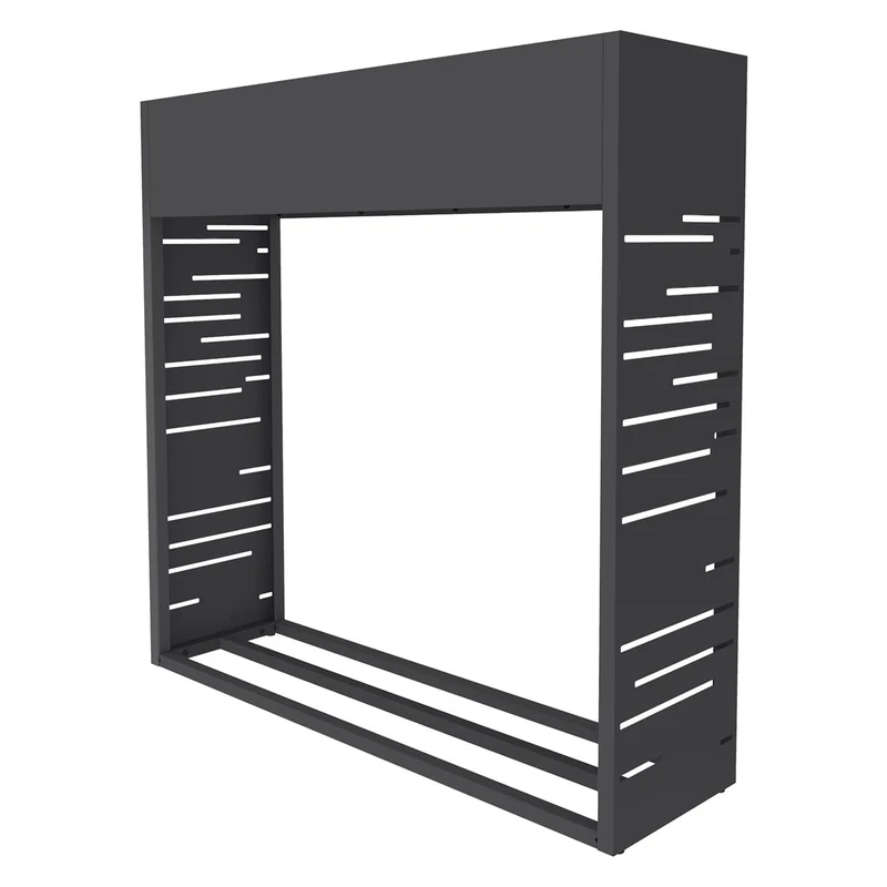 ML-DESIGN | Kaminholzregal Innen Außen mit Pflanzkasten 112x111 cm Stahl verzint Anthrazit Brennholzregal Metall Holzstapelhilfe wetterfest Holzlager
