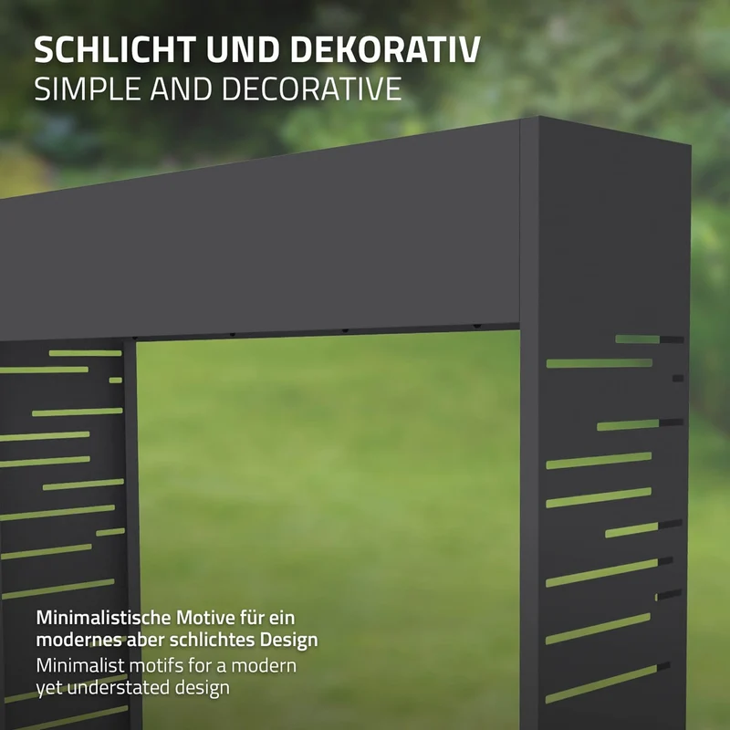 ML-DESIGN | Kaminholzregal Innen Außen mit Pflanzkasten 112x111 cm Stahl verzint Anthrazit Brennholzregal Metall Holzstapelhilfe wetterfest Holzlager