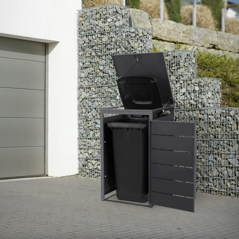 Mülltonnenbox 1er bis 240 Liter 68x80x120 cm aus Stahl in Anthrazit ML-Design