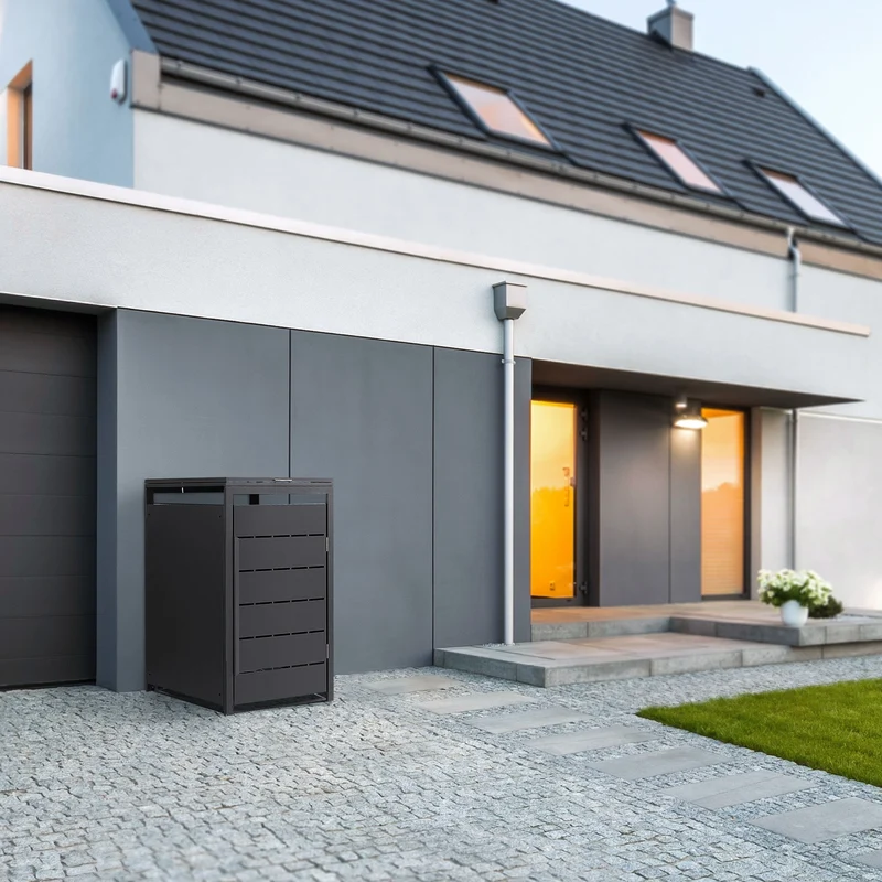 Mülltonnenbox 1er bis 240 Liter 68x80x120 cm aus Stahl in Anthrazit ML-Design