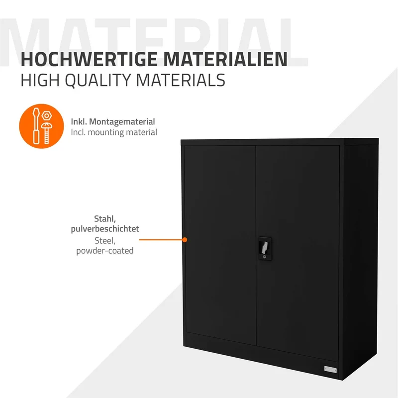 ML-Design | Aktenschrank abschließbar 90x40x109 cm aus Stahl, Büroschrank mit 2 Türen