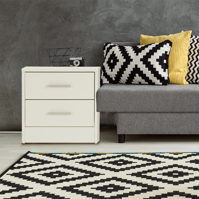 ML-Design | Nachttisch mit zwei Schubladen 38x37x34 cm Weiß aus Spannplatte