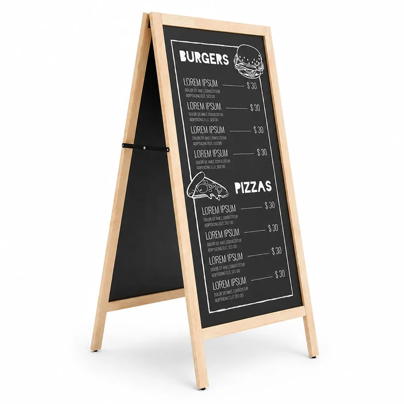 "ChalkMaster Pro" – Wetterfester Kreidetafel-Aufsteller 145x67cm, Buche