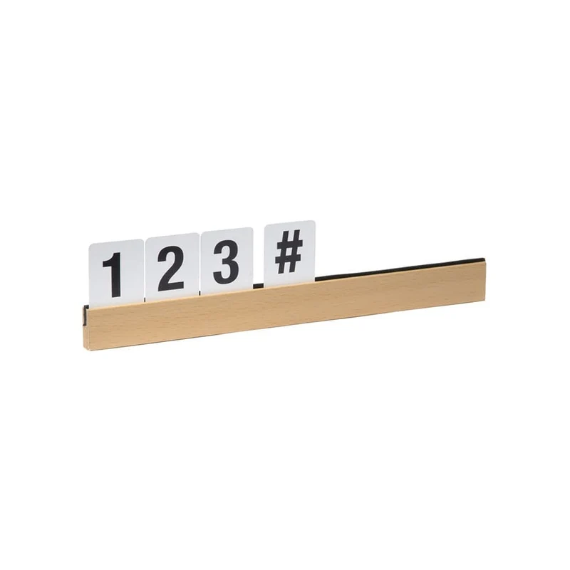 Securit® Buchstabenregal, Teak, 4 Leisten á 25 cm, inkl. Wandmontageset und 169 doppelseitigen Buchstaben-, Zahlen- und Symbolkarten
