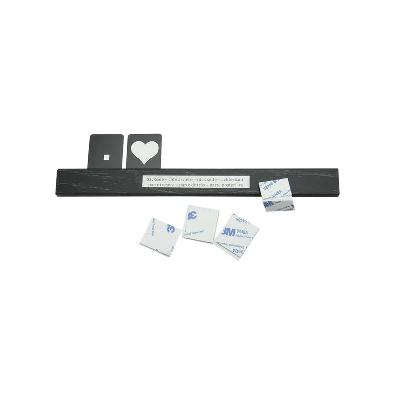 Securit® Buchstabenregal, Schwarz, 4 Leisten á 25 cm, inkl. Wandmontageset und 169 doppelseitigen Buchstaben-, Zahlen- und Symbolkarten