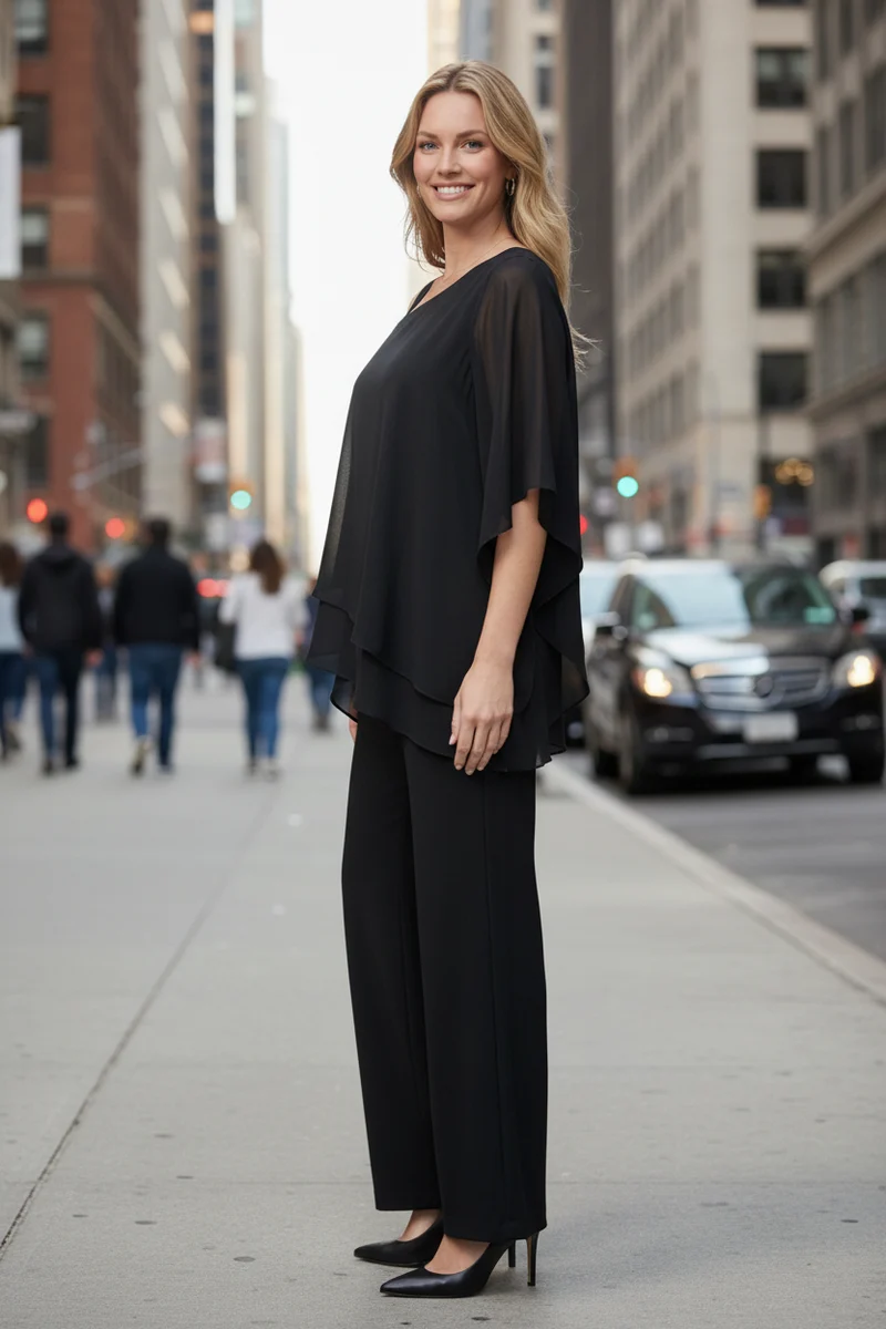 Asymmetrical Top and Wide-Leg Bottoms Set