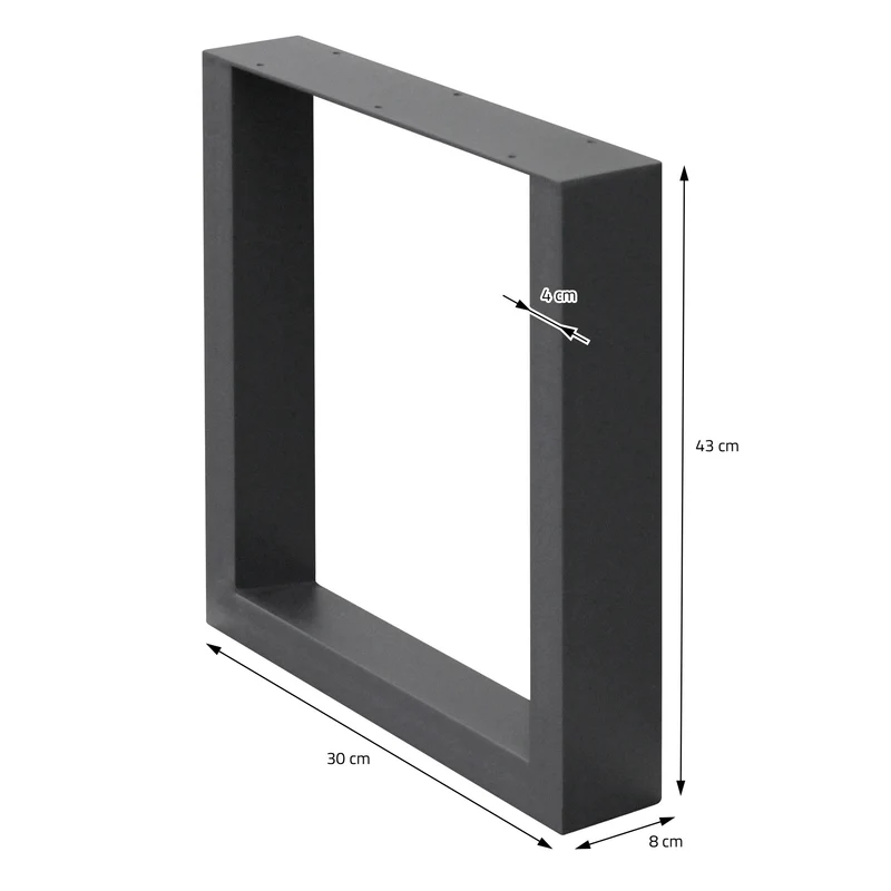 2x Tischbeine Bankkufen aus Vierkantprofilen 30x43 cm Anthrazit pulverbeschichtete Stahl