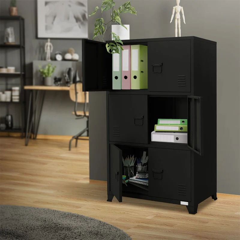 ML-Design | Aktenschrank mit drei Ebenen Magnetverschluss 75x40x120 cm aus Stahl, Büroschrank