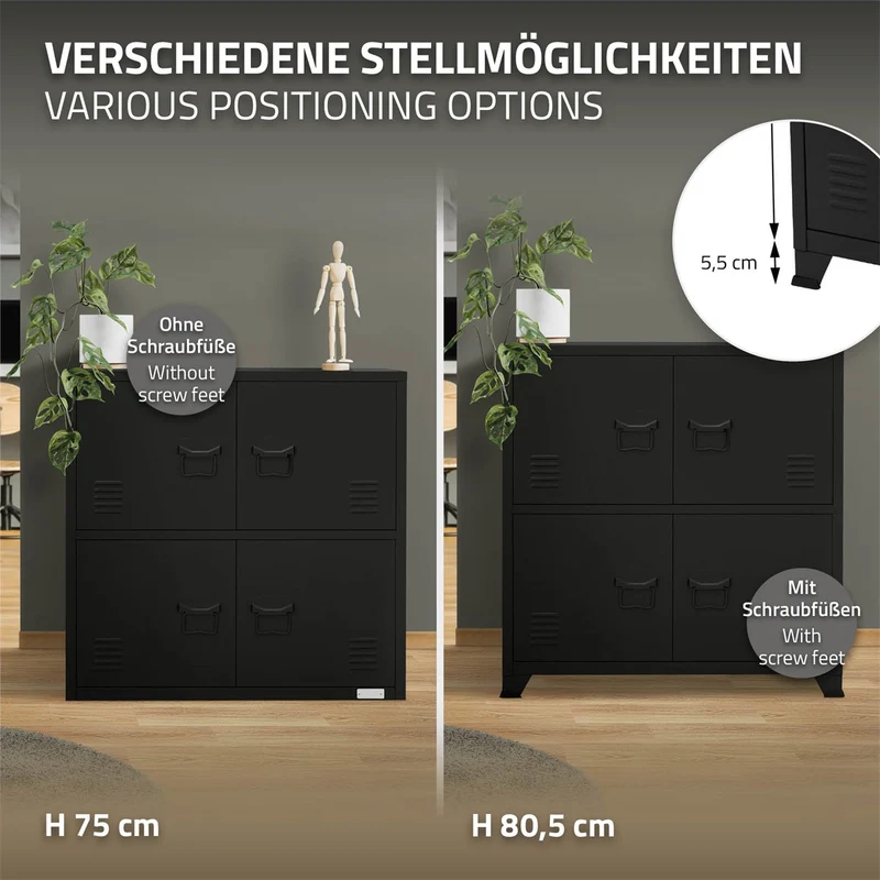 ML-Design | Aktenschrank mit zwei Ebenen Magnetverschluss 75x40x80,5 cm aus Stahl, Büroschrank