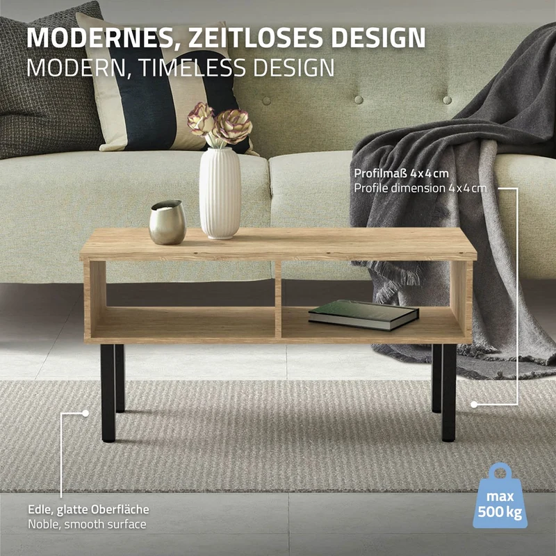 ML-Design | 4er Set Tischbeine I-Design aus pulverbeschichteter Stahl, höhenverstellbare Möbelfüße