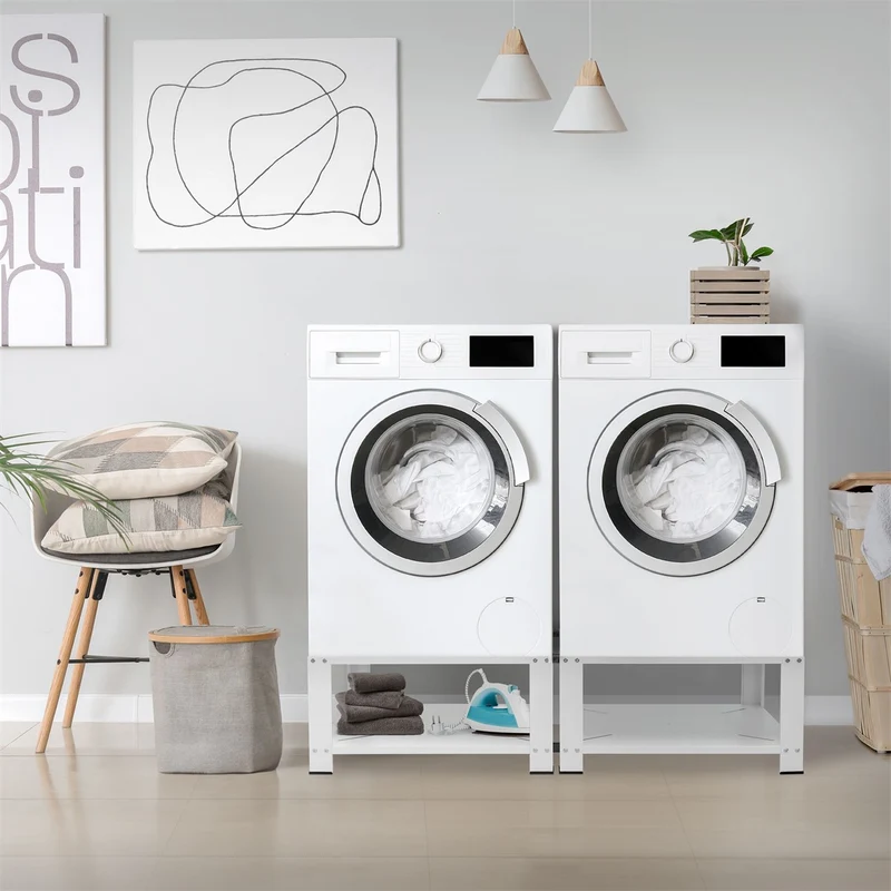 ML-Design | Waschmaschinen Untergestell mit Ablage 128x54x32 cm aus Stahl, Unterschrank doppel