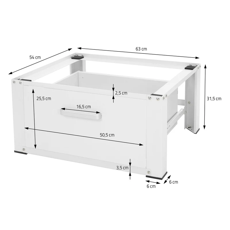 ML-Design | Waschmaschinen Untergestell mit Schublade 63x54x31 cm aus Stahl, Unterschrank