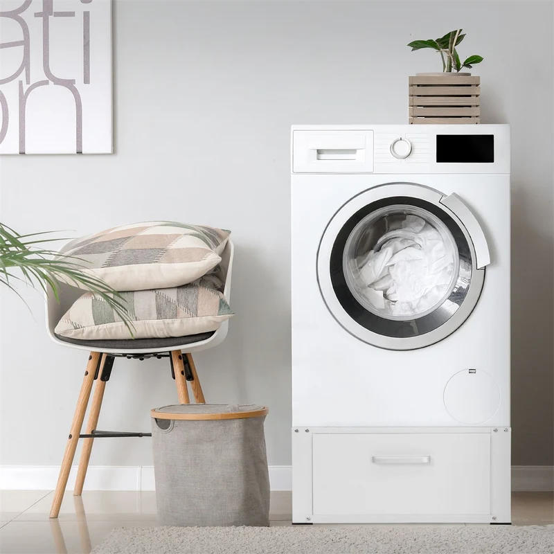 ML-Design | Waschmaschinen Untergestell mit Schublade 63x54x31 cm aus Stahl, Unterschrank