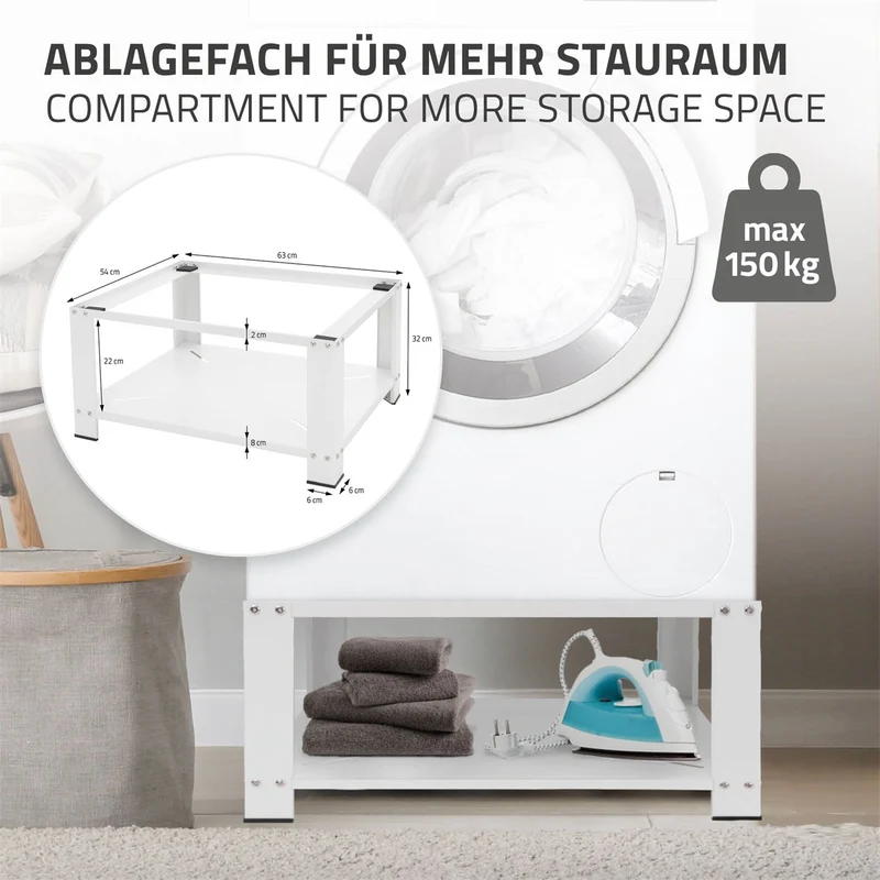 ML-Design | Waschmaschinen Untergestell mit Ablage 63x54x32 cm aus Stahl, Unterschrank