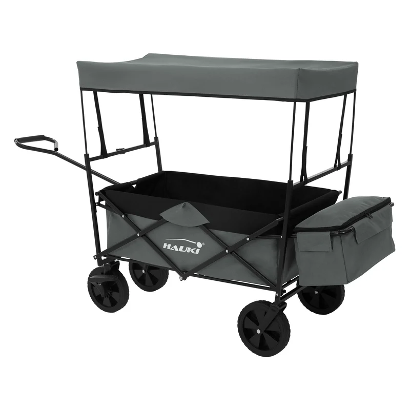 HAUKI | Bollerwagen faltbar mit Dach und Tasche aus Stahl Transportwagen Handwagen klappbar für Kinder, Picknick, Camping & Garten