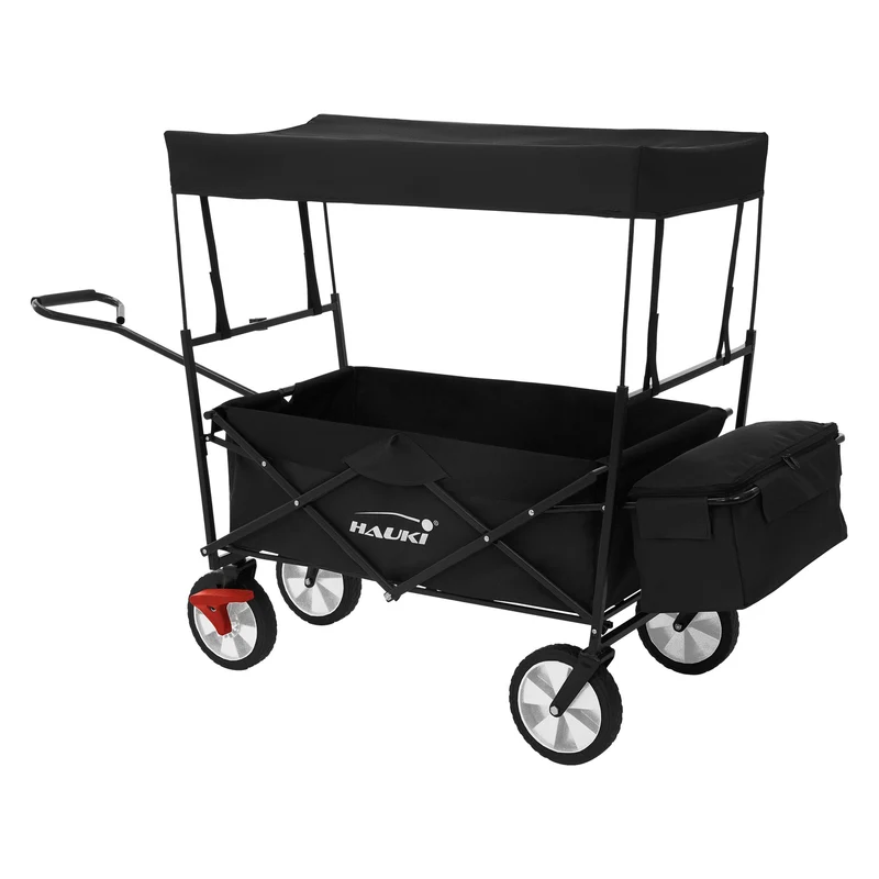 HAUKI | Bollerwagen faltbar mit Dach und Tasche aus Stahl Transportwagen Handwagen klappbar für Kinder, Picknick, Camping & Garten
