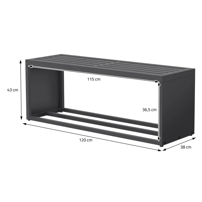 ML-DESIGN | Kaminholzregal Innen/Aussen mit Sitzbank 120x38x43 cm Stahl verzinkt Anthrazit Brennholzregal Metall Holzlager Feuerholzregal wetterfest