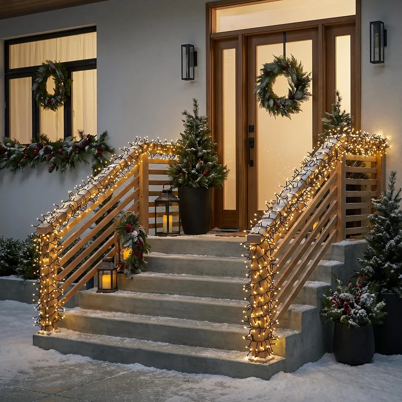 ECD Germany | LED Lichterkette Außen Innen 12,4 m Warmweiß Weihnachtsbeleuchtung LED Cluster Büschellichterkette Weihnachten wetterfest 960 LED Timer