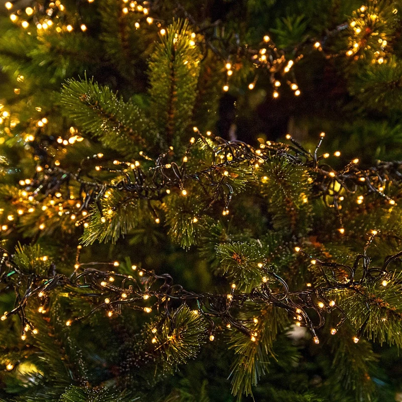 ECD Germany | LED Lichterkette Außen Innen 14,9 m Warmweiß Weihnachtsbeleuchtung LED Cluster Büschellichterkette Weihnachten wetterfest 1152 LED Timer