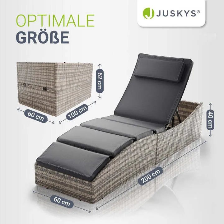 B-Ware Faltbare Polyrattan Sonnenliege Lamia Relaxliege Gartenliege grau 200x60cm
