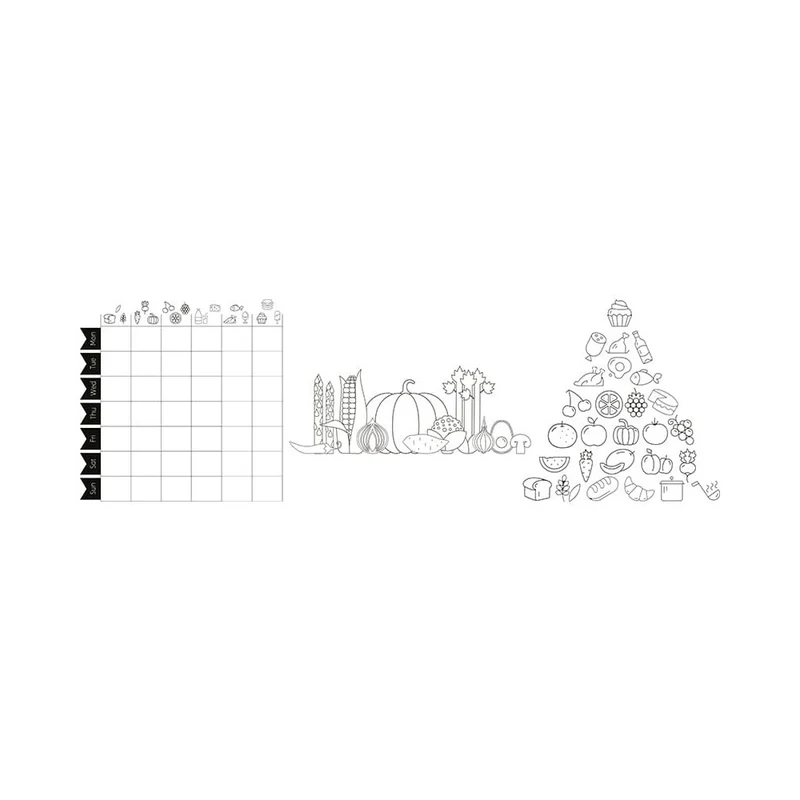 Securit® Fensterschablonen "Windoodle", Format: A2, Thema: Food, inkl. 1 Securit® Kreidestift, 3er Set