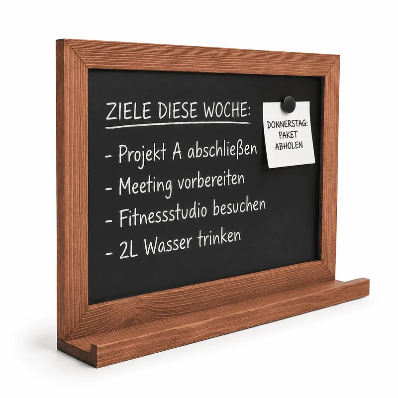 Wandkreidetafel Magnetisch mit Holzrahmen – Mahagoni Braun – 70 × 50 cm