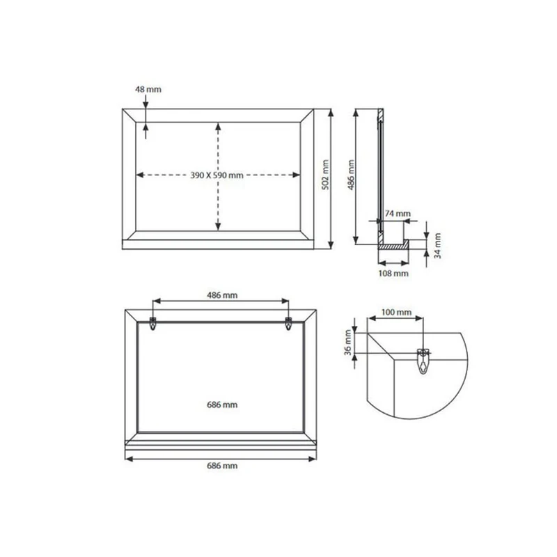 Wandkreidetafel Magnetisch mit Holzrahmen – Mahagoni Braun – 70 × 50 cm