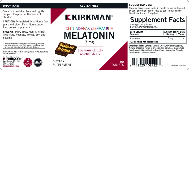 Tru2U® I AM SLEEPY + Kirkman® Children's Chewable Melatonin 3 mg Chocolate Tablets