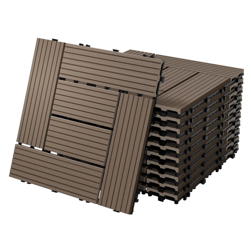 WPC Terrassenfliesen Balkonfliesen 30x30 cm in Holzoptik mit Drainage und Klicksystem