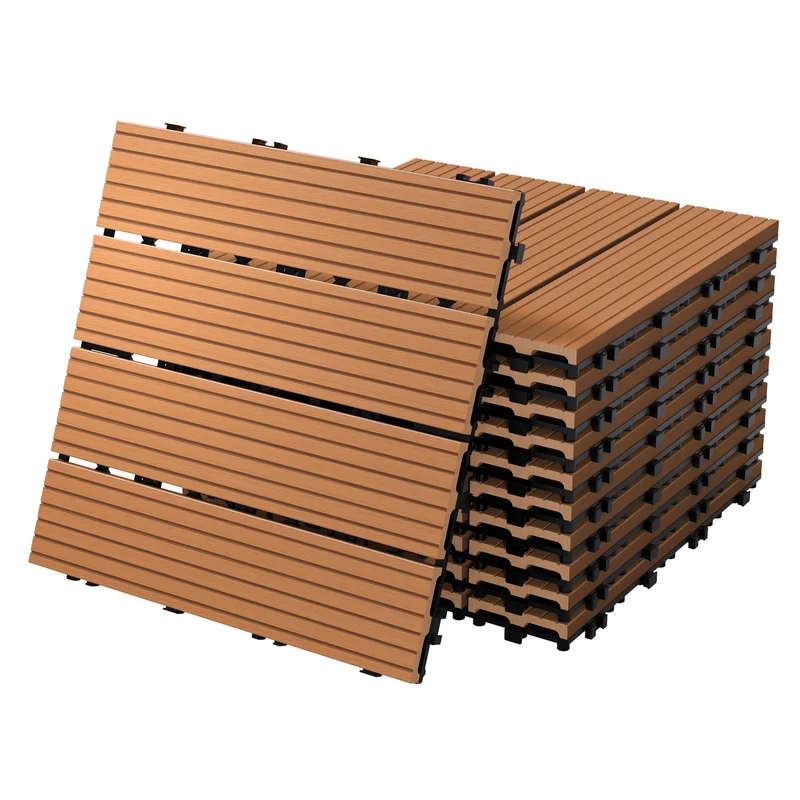 WPC Terrassenfliesen Balkonfliesen 30x30 cm in Holzoptik mit Drainage und Klicksystem