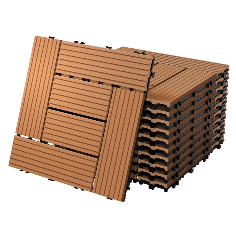 WPC Terrassenfliesen Balkonfliesen 30x30 cm in Holzoptik mit Drainage und Klicksystem