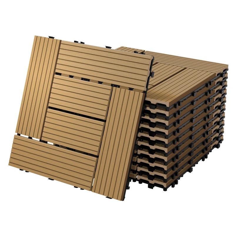 WPC Terrassenfliesen Balkonfliesen 30x30 cm in Holzoptik mit Drainage und Klicksystem
